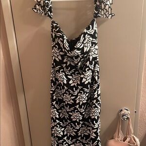 Gianni Bini Black and White Sheath Dress with Spaghetti Straps